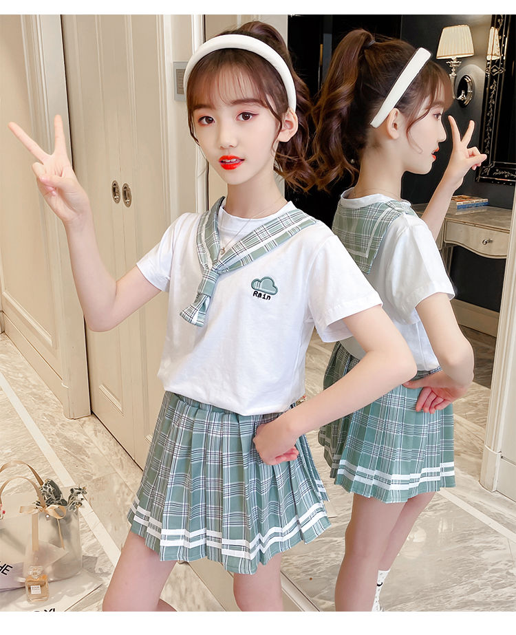 儿童jk制服 女童学院风套装裙夏季2021新款网红洋气儿童jk制服夏季套