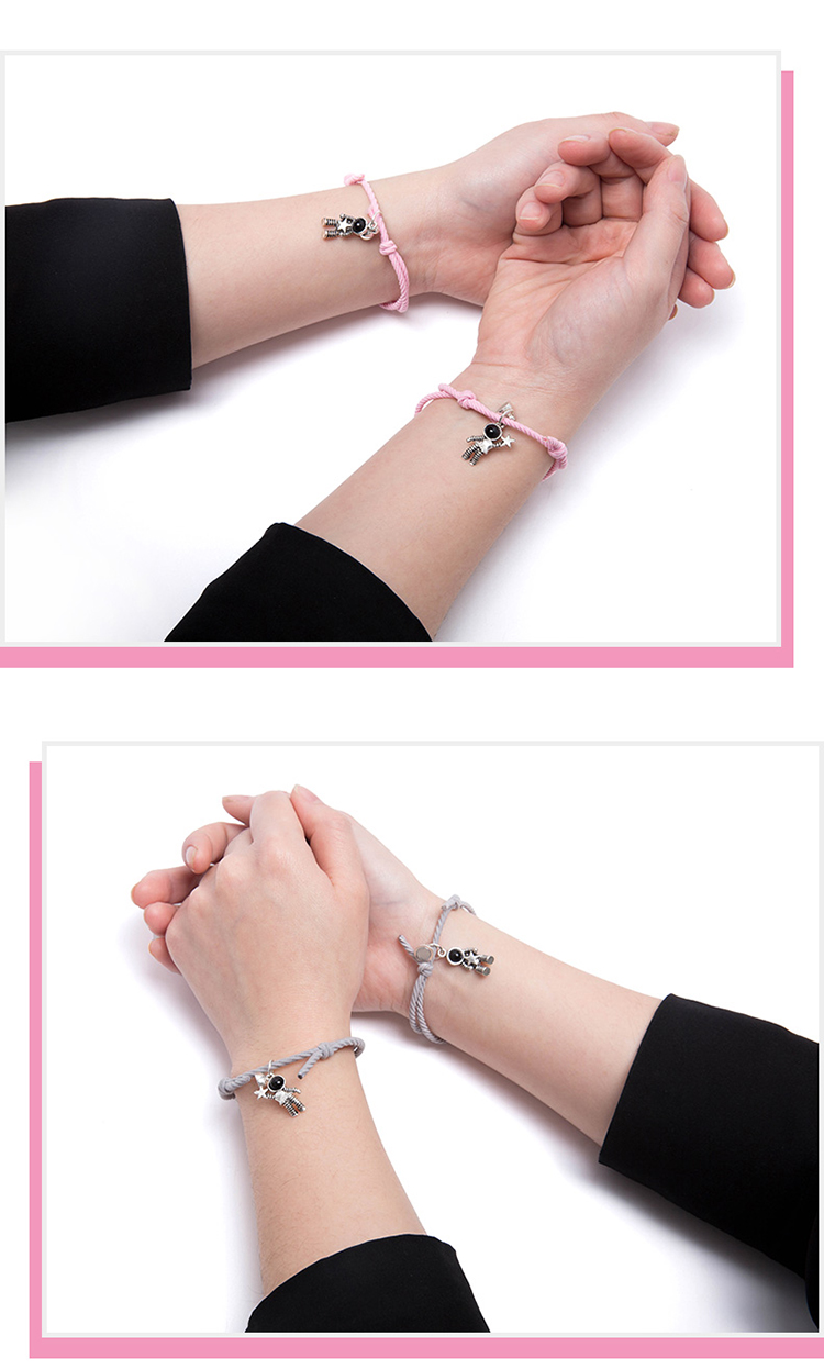 爱奢兔太空人磁铁相吸小皮筋送给男朋友情侣专属皮套一对可调节发圈