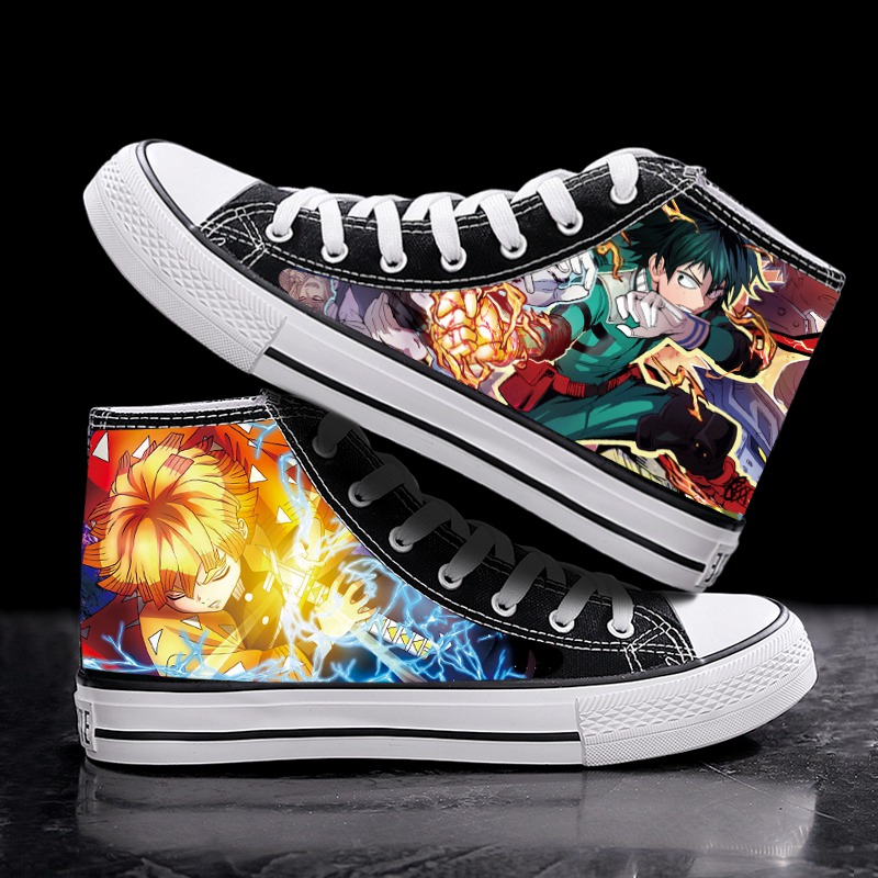 鬼灭之刃鞋子男女日本动漫高帮帆布鞋二次元板鞋 鬼灭1 35