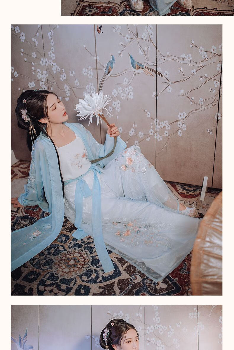 汉服女学生夏季初中生汉风雅斋【玉楼春】汉服女夏季仙气宋裤刺绣对襟