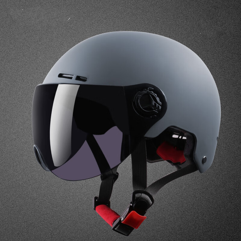 头盔夏季男女士电动机车防晒哈雷半盔四季通用安全帽 201亚黑配透明镜