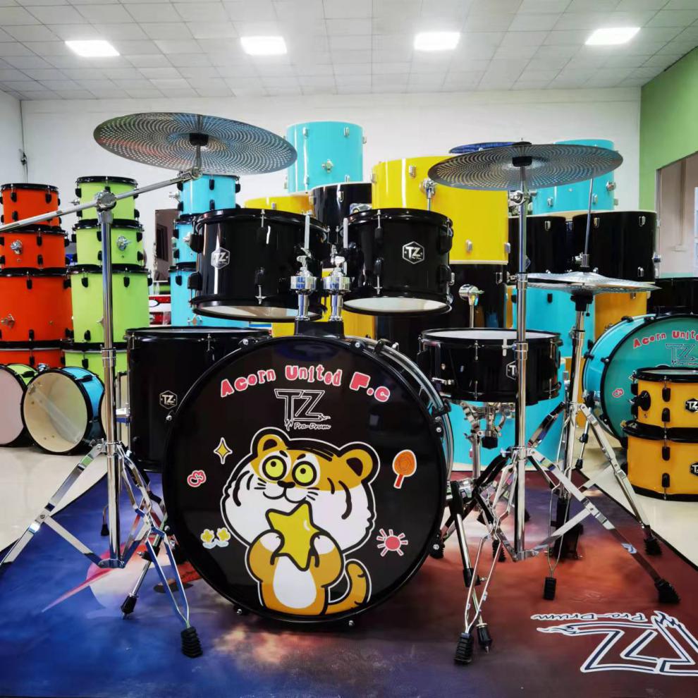 雅马哈儿童架子鼓tz品牌成人架子鼓五鼓三镲四镲五镲加厚硬件黑色五鼓