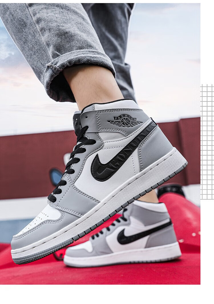 aj男鞋运动休闲板鞋高帮男鞋夏季空军一号学生聫名同款 d918蓝白 39