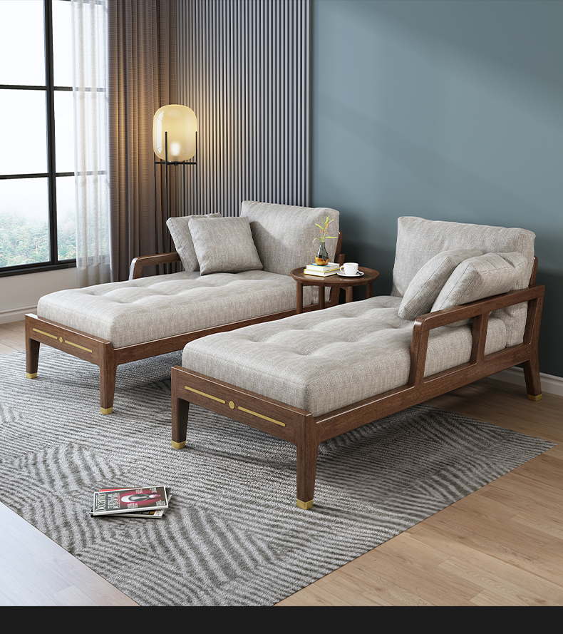 北欧简约布艺贵妃沙发榻客厅阳台休闲懒人现代床边单人小躺椅棉麻左