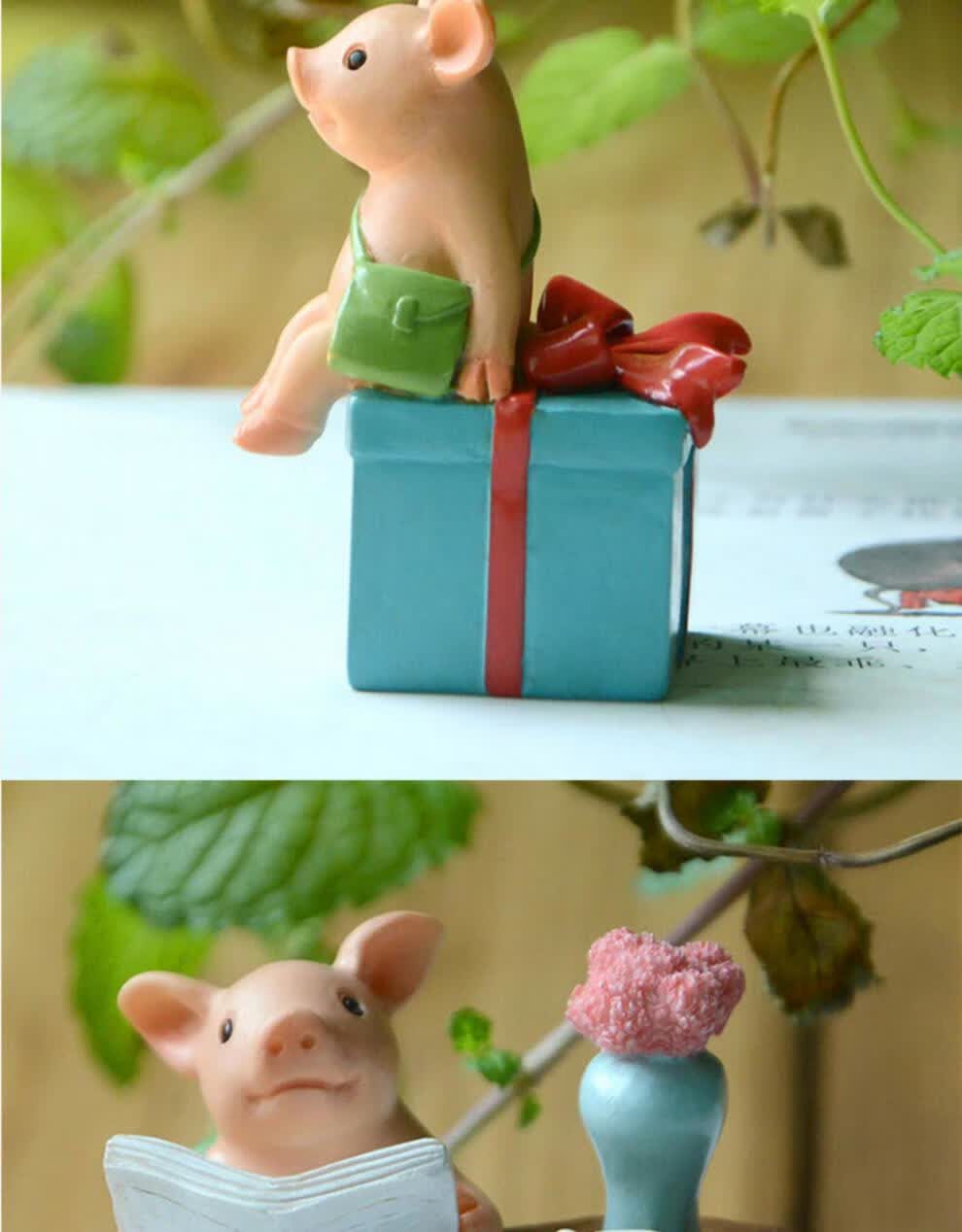 创意办公室可爱小猪摆件房间桌面家居装饰动物送朋友闺蜜生日礼物 用