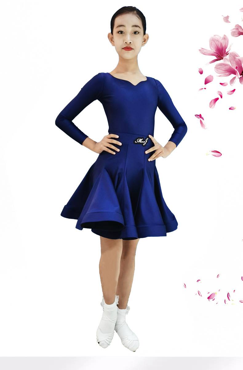 拉丁舞比赛服专业 拉丁舞女儿童规定专业比赛服装高档面料7岁春夏桃心