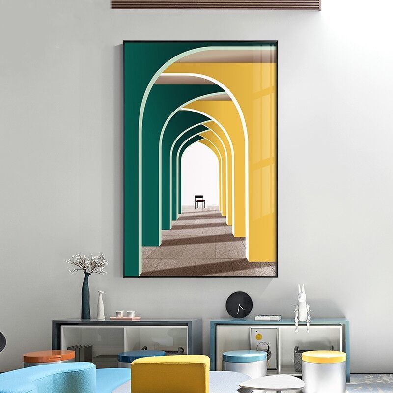 皓涛玄关装饰画竖版走廊过道尽头挂画视觉延伸空间感简约现代轻奢壁画