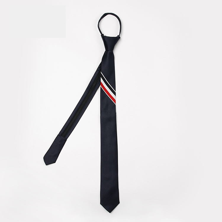 60南极人韩版黑色网红刺绣懒人免打领带男职业学生女学院风拉链式