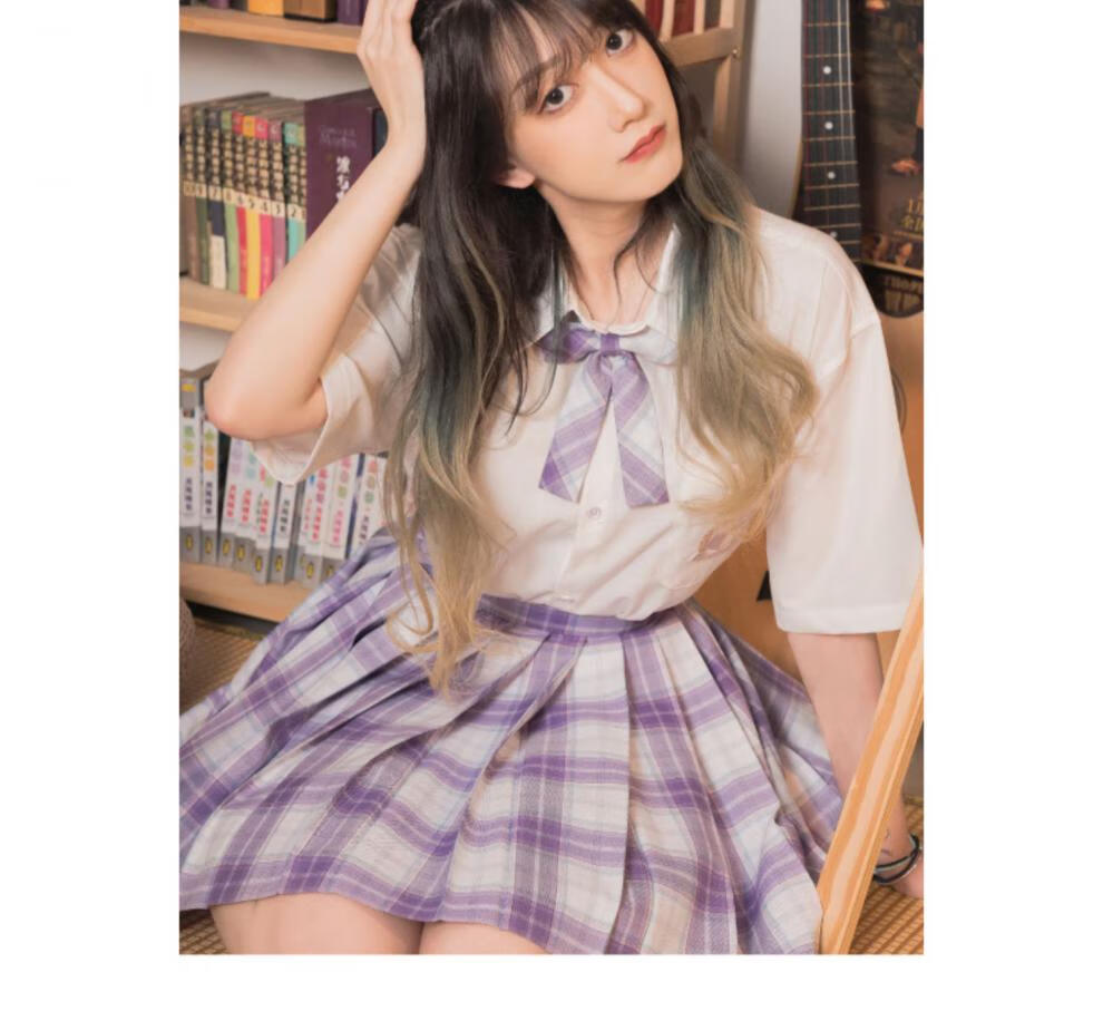 塔利尔德白鹿jk制服紫疏白鹿疏疏jk制服裙格裙原创日系百褶裙学生裙子