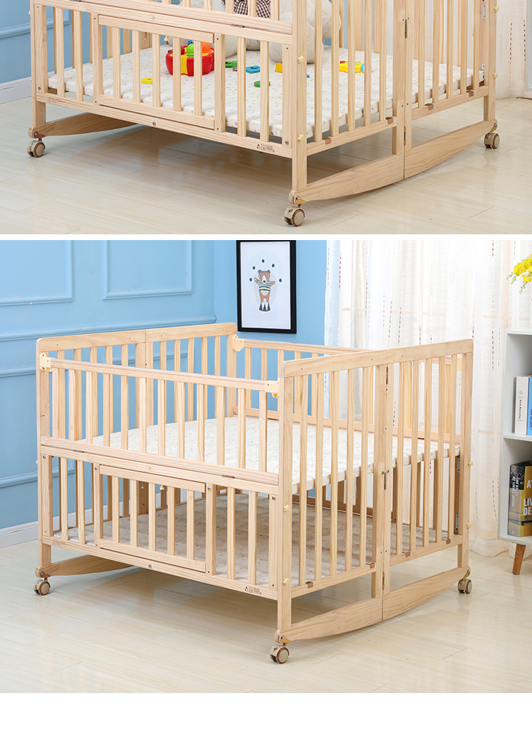 双胞胎婴儿床可折叠双胞胎婴儿床1米2超大空间实木摇篮床双人宝宝床可