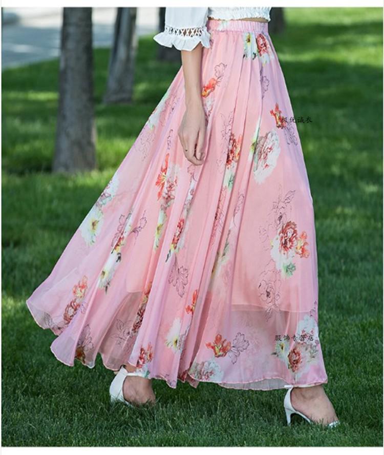 桑蚕丝半身裙真丝女款夏款半身裙女夏季新款雪纺碎花裙子仙女大摆飘逸