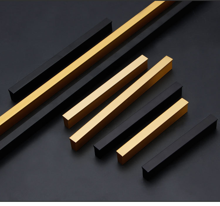 铝合金拉手现代简约衣柜门把手橱柜抽屉黑色加长北欧轻奢8901600香槟