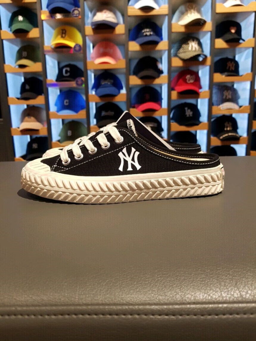 mlb韩国春夏女鞋半拖鞋ny老花男鞋厚底ins休闲鞋饼干鞋帆布鞋 ny-半拖