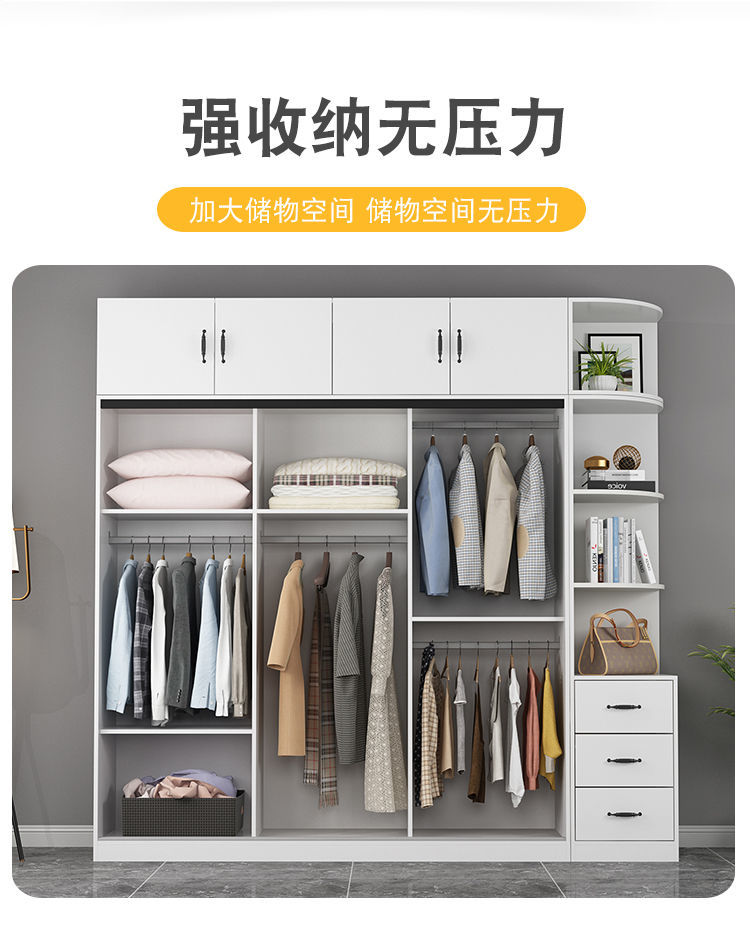 实木推拉门二门衣柜简约现代生态板家用移门三门欧式整体衣橱卧室14米