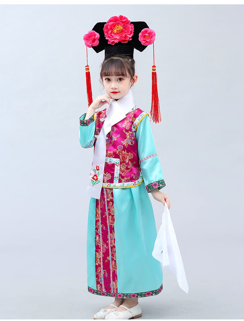 儿童格格服满族服装清朝贵妃宫廷公主还珠汉服女童古装女演出服夏儿童
