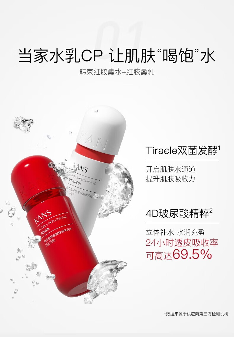 韩束（KanS） 韩束套装红胶囊套装护肤品套装礼盒爽肤水补水保湿控油玻尿酸护肤品女礼物送女友礼盒 两件套：水130ml+乳100ml