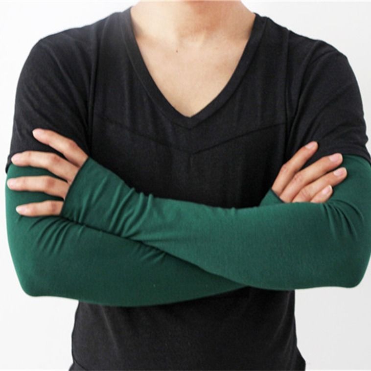 袖男士夏季薄款假袖子开车护臂拉架莫代尔袖套黑色无指洞xl150170斤