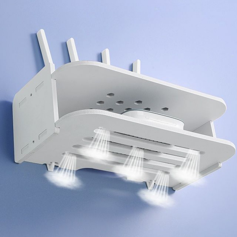 辉鹿路由器架子托架放置柜 路由器收纳盒壁挂式免打孔wifi架电视墙上