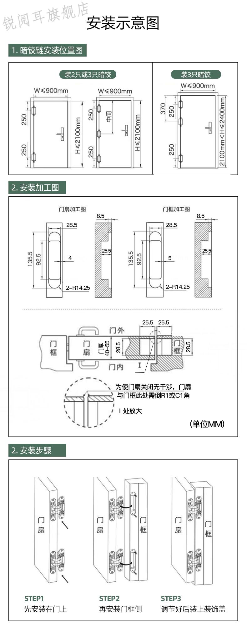 顶固隐形门铰链三维可调暗藏式合页折叠十字铰链木门配件暗门合页珍珠
