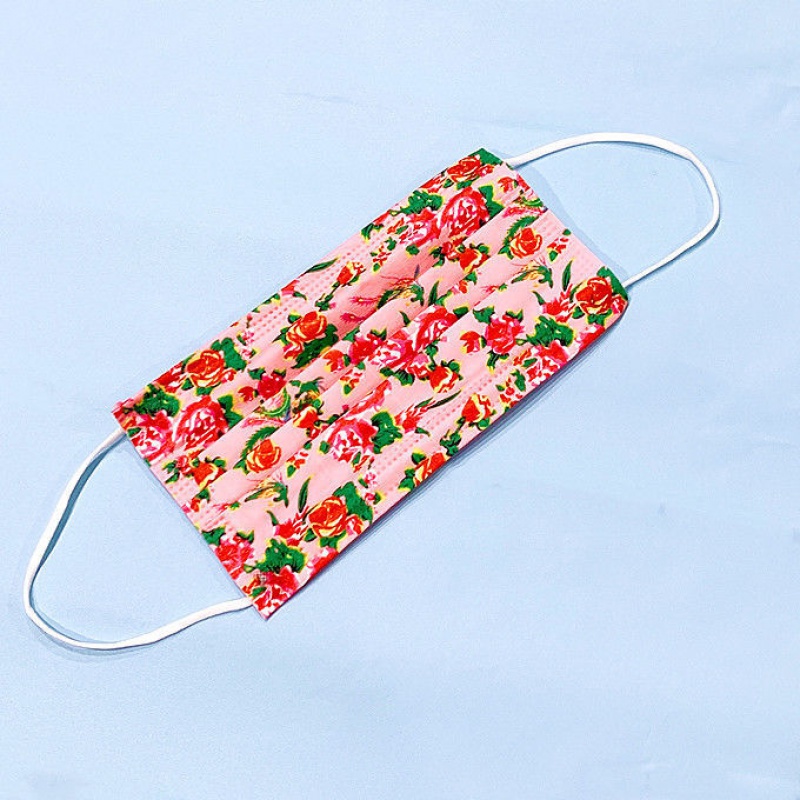 屿汐东北大花口罩东北大花印花口罩三层春夏季薄款透气含熔喷布时尚口