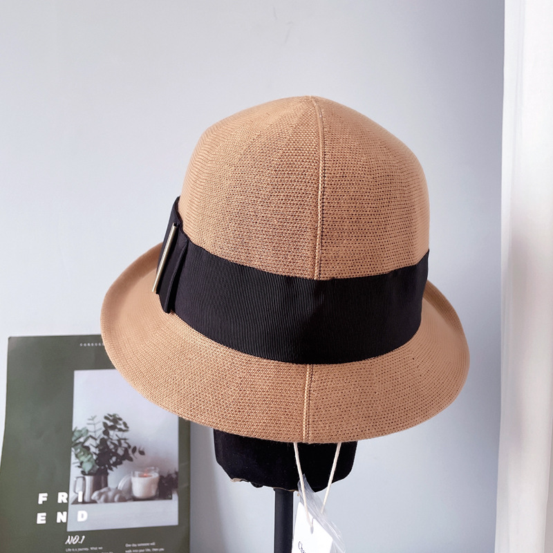 fangchi遮阳帽夏天针织渔夫帽女软边可折叠小礼帽百搭盆帽潮太阳帽