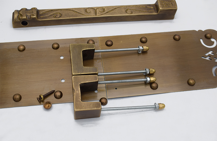 中式纯铜门栓插销铜门锁庭院古铜门锁插栓挂锁加厚老式木门大门锁 36x