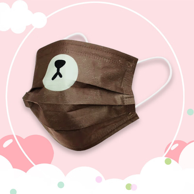 50只网红猫脸猪鼻子可爱腮红一次性口罩三层防护定位印花表情包口罩