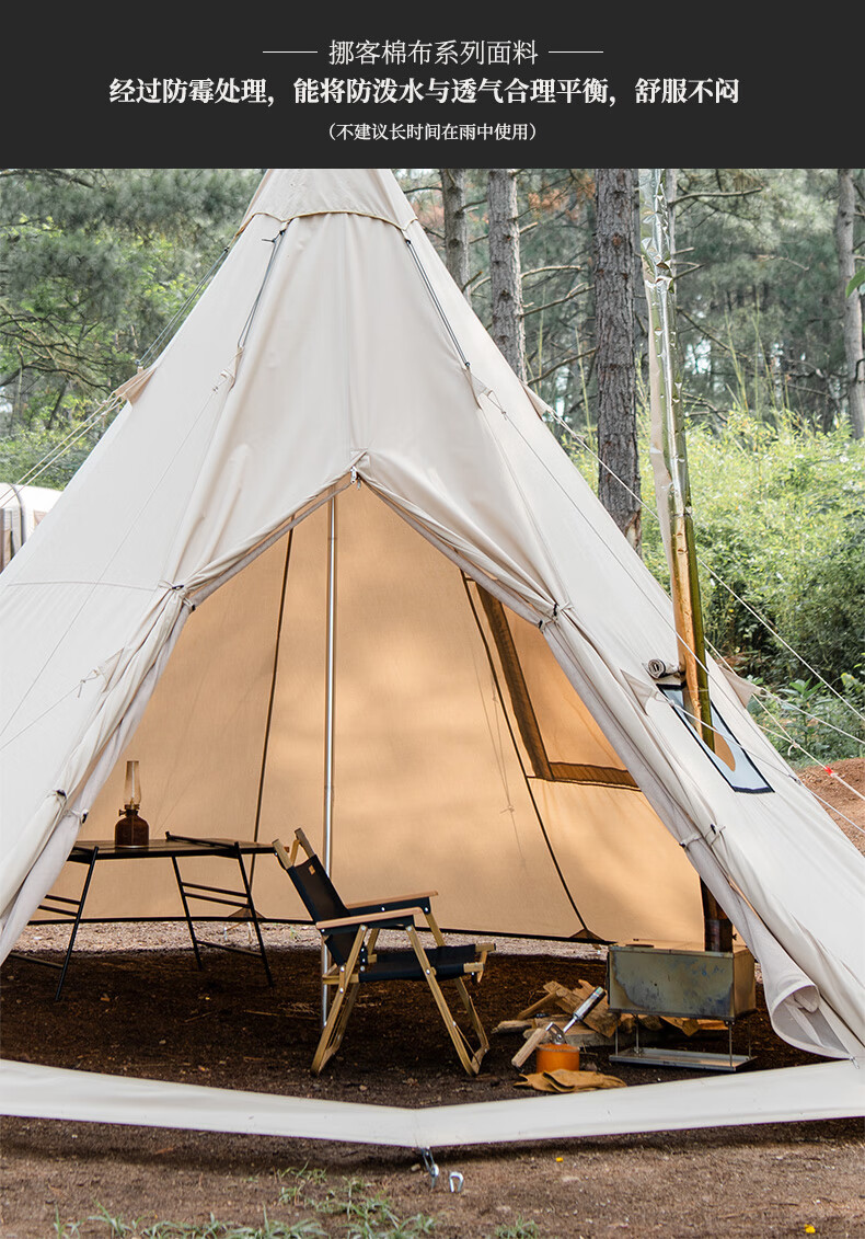 naturehike 挪客 渊户外双人露营带烟囱口多人棉布金字塔大型帐篷 渊