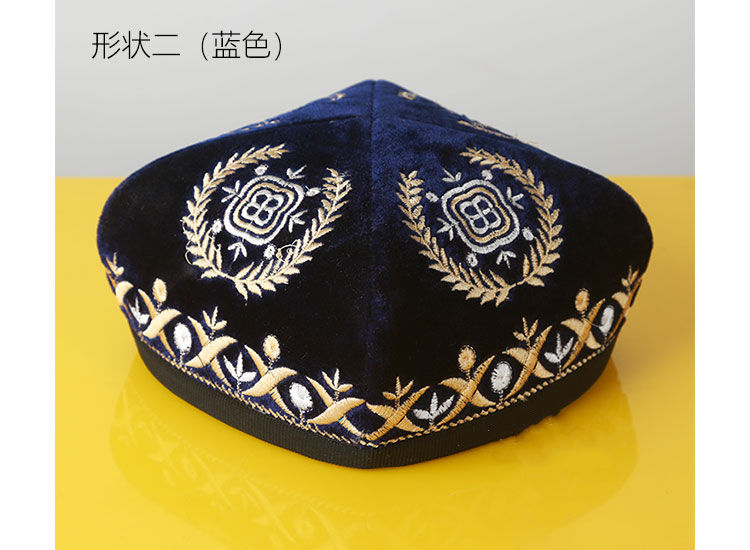 心墨染新品维吾尔族帽子新疆小花帽维吾尔族男士帽子刺绣头饰绣花舞蹈