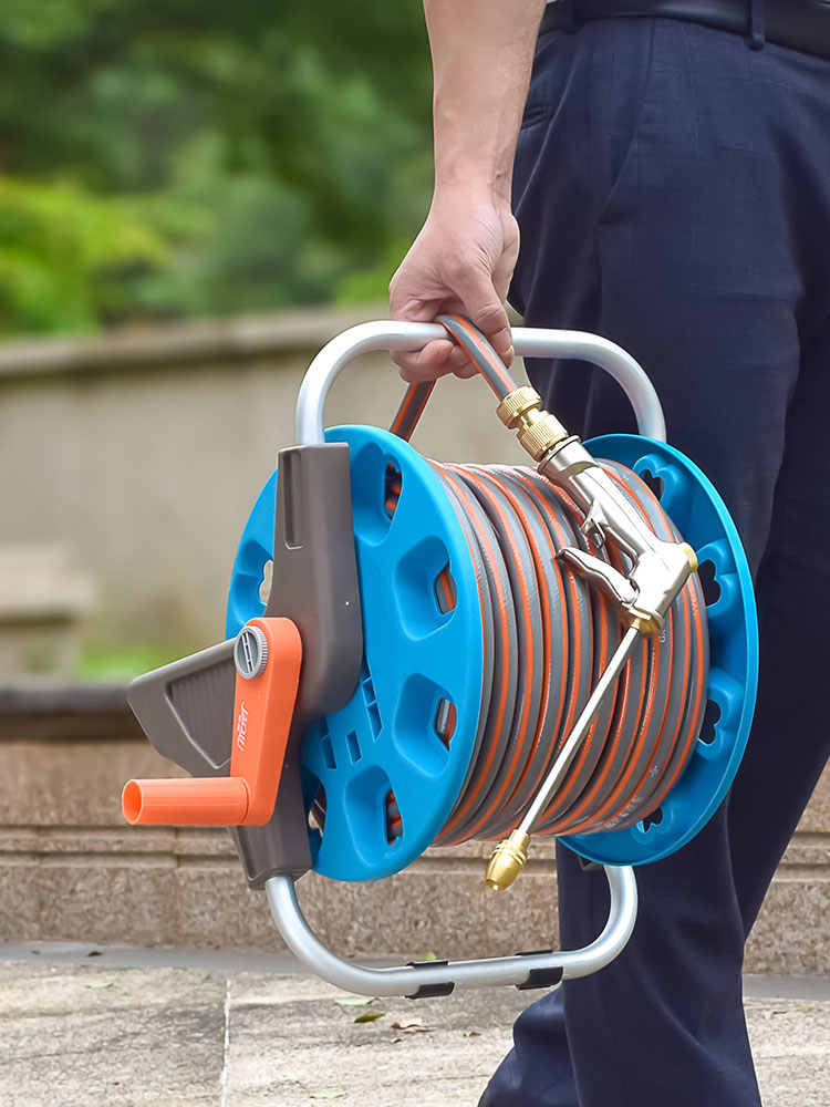 带收卷器水管架子绕管架手摇收水管神器大号滑轮车2个abs快接2米导管