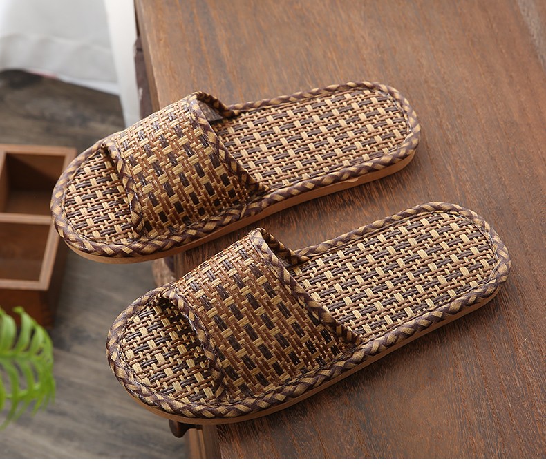 梵林奴卡家用藤编凉拖鞋居家夏季草编竹子室家居地板软底防滑男士夏天