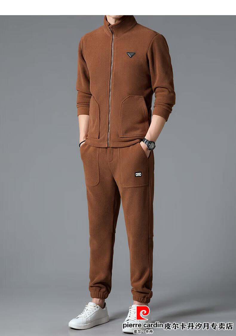 皮尔卡丹(pierre cardin)皮尔卡丹休闲运动套装男士秋冬季加绒加厚