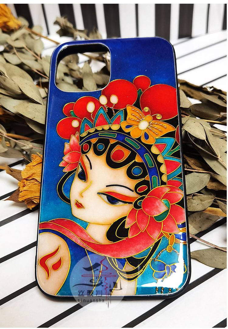 合盛信掐丝珐琅手机壳 丝暖沙景泰蓝掐丝珐琅画国潮送闺蜜diy手工材料