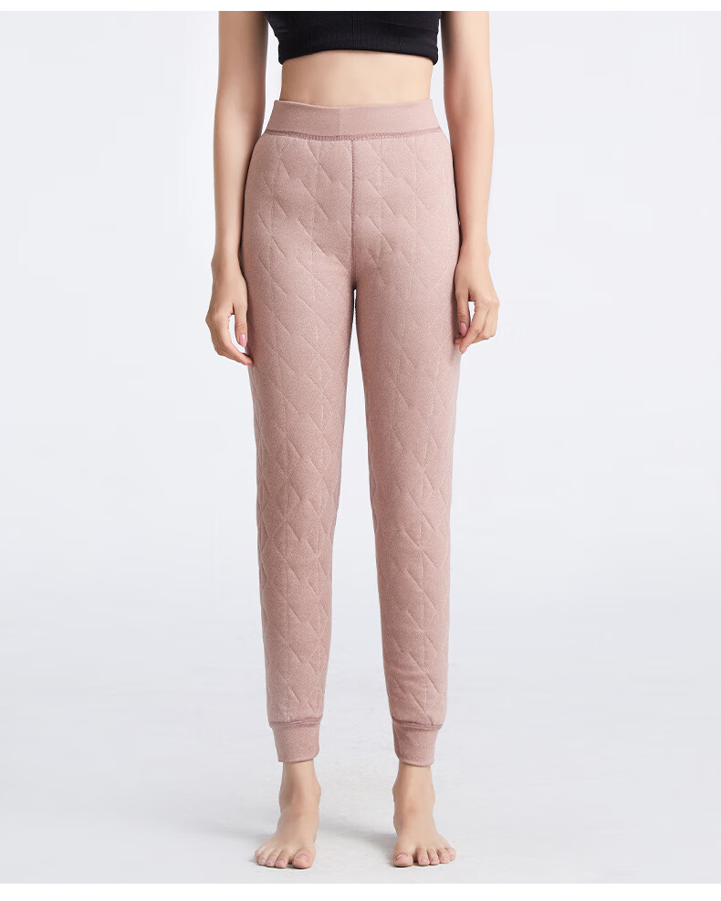 卡帝乐鳄鱼羊驼绒蚕丝棉裤男女保暖裤加厚加绒裤毛裤东北高腰打底秋裤