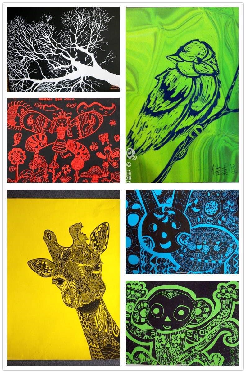 儿童刮画本 刮画纸8开儿童a4单色8k4k16k4开白底白色黑白刮蜡画幼儿园