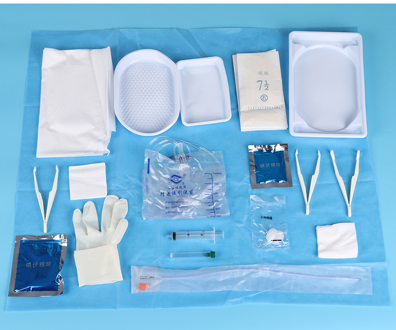 一次性导尿包无菌使用医用双腔管接尿长期男用女用硅胶乳胶引流袋华星