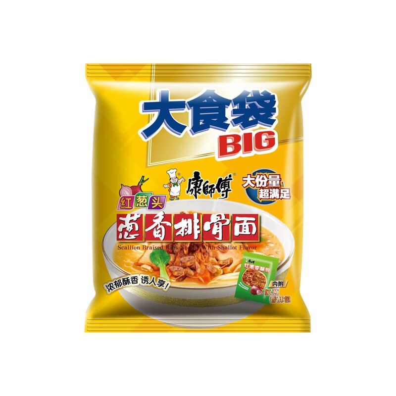 康师傅大食袋big葱香排骨面150g21袋方便面速食泡面整箱装学生宿舍
