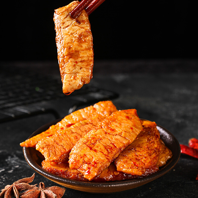 印味手撕素肉大豆干烤素牛排蛋白卷小吃休闲晚上解饿零食品 香辣味*