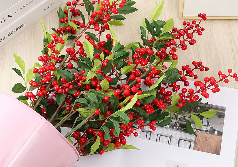 惜辰 仿真婚庆小红果花店假植物喜庆果子家居落地花 红色【图片 价格