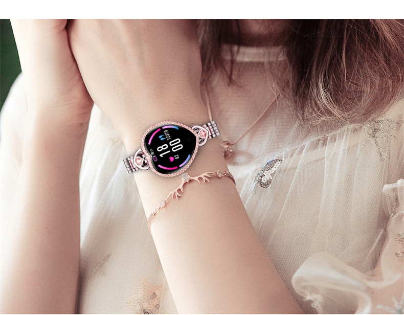 手环爱心形彩屏测心率血压睡眠闹钟多功能防水运动计步送女友闺蜜生日