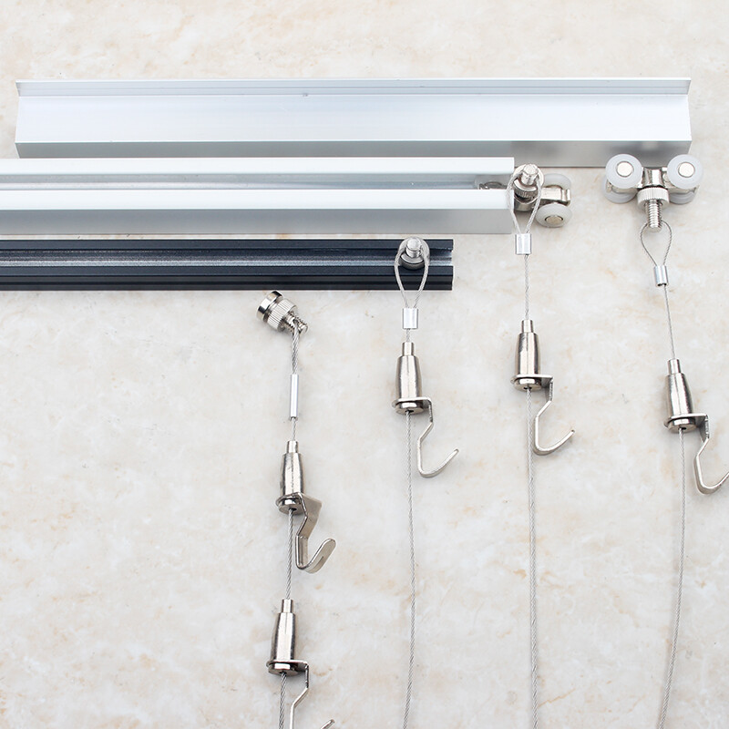 挂画器轨道移动导轨挂画挂钩可移动画轨可调节滑动导轨道挂画线油字画