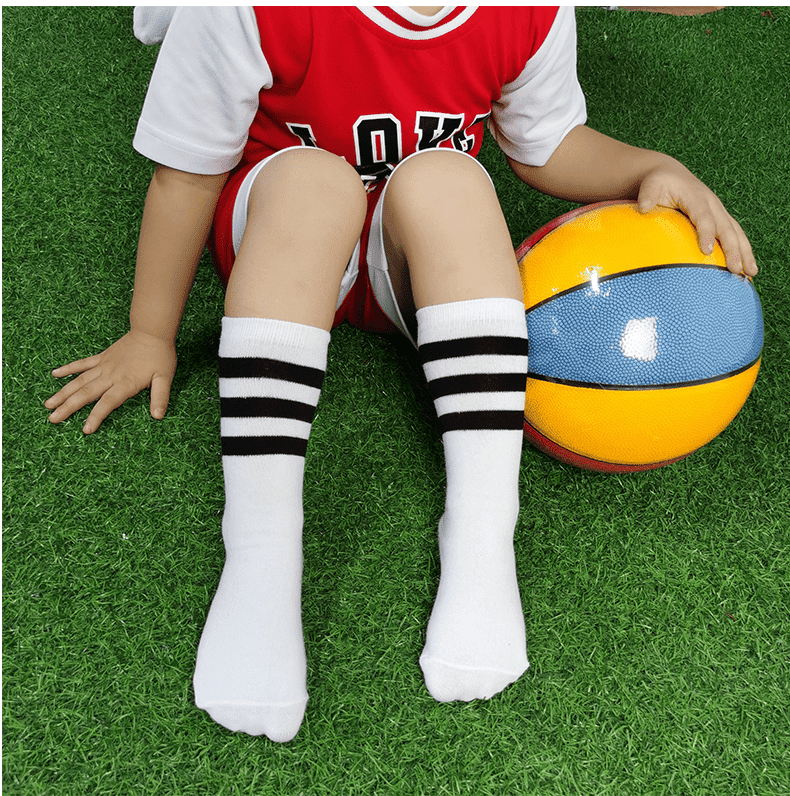 儿童足球袜中筒小学生袜男女童款长筒袜运动棒球袜幼儿园演出袜子白色
