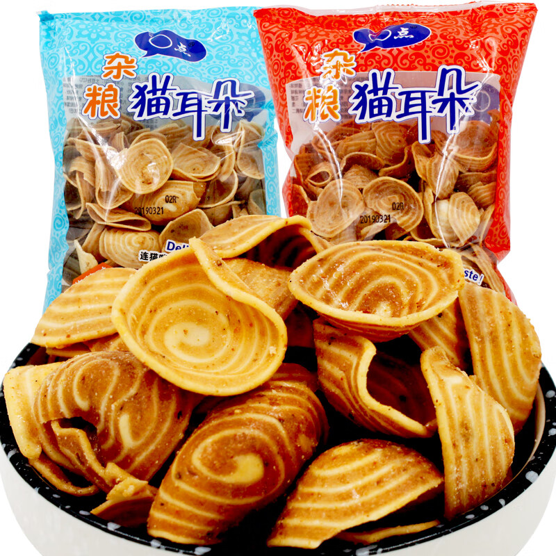 卡奇o点粗粮猫耳朵240g5袋烧烤味香辣味休闲聚会出游零食香辣味2袋