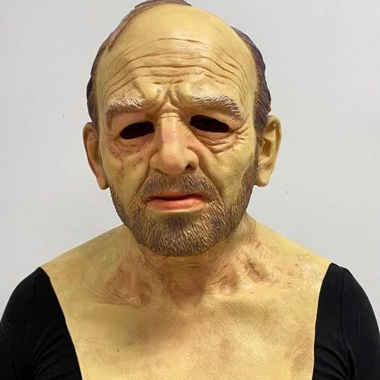 万圣节cosplay老奶奶老爷爷人脸假发老人硅胶人脸面具老人头套人皮