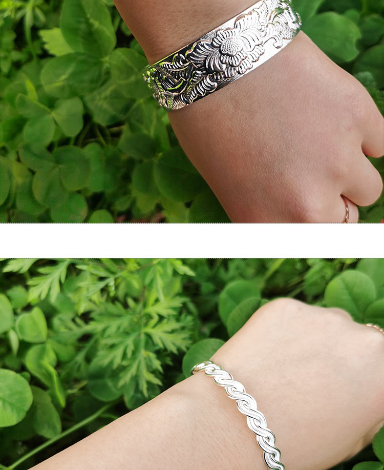 苗族银饰少数民族苗银手镯苗族银饰铃铛手镯民族风舞蹈表演用开口夸张