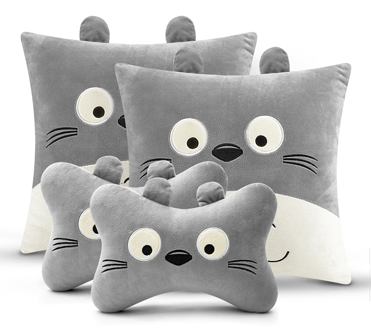 个性汽车头枕腰靠颈部靠枕抱枕腰靠车载颈椎枕一对可爱卡通枕头小恐龙