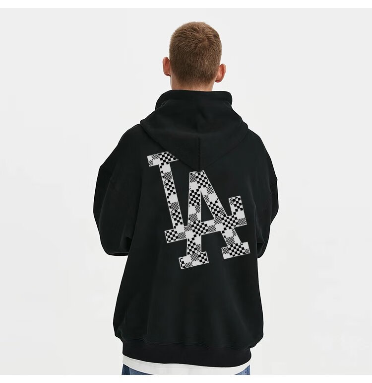 mlb潮牌la连帽卫衣男女秋冬款套头宽松帽衫纯棉款情侣外套 蓝色