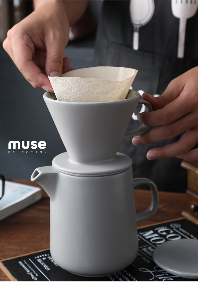 手冲咖啡壶手冲滴漏咖啡器具咖啡壶咖啡过滤杯手冲壶陶瓷家用套装军