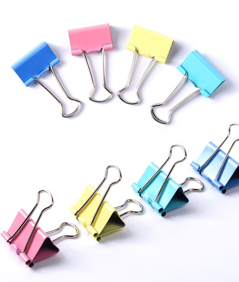 精选彩色长尾夹小夹子办公文件夹大小号夹书夹燕尾夹铁票据夹办公文具