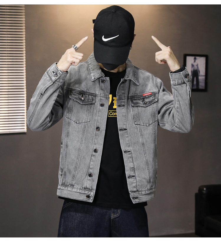 花花公子旗舰官方店 牛仔夹克男2021春秋季新款韩版潮流休闲时尚男装